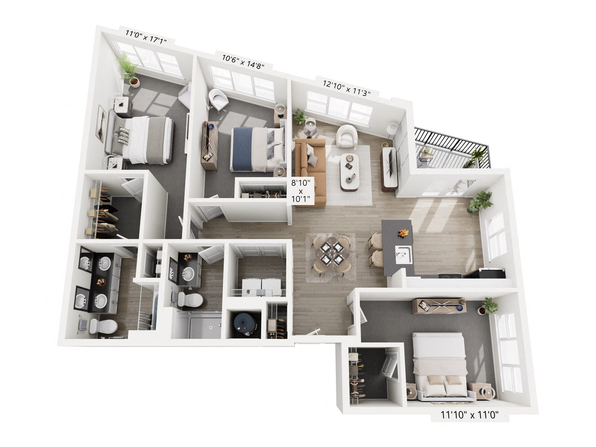 Oblique floor plan